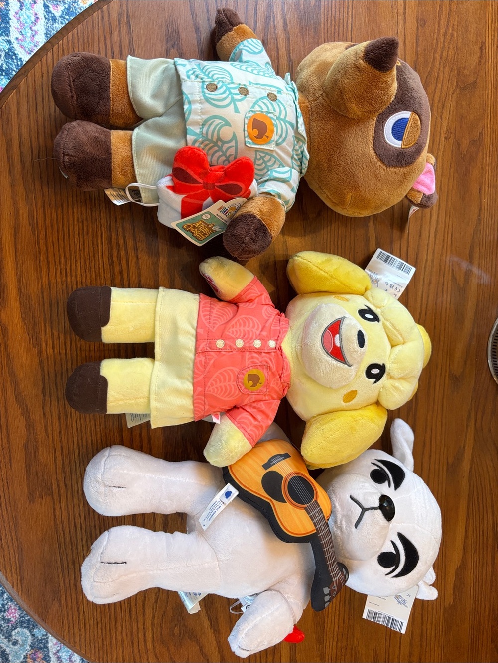 SET OF 3 BUILD A BEAR ANIMAL CROSSING CHARACTERS, ISABELLE, TOM NOOK, KK SLIDER
